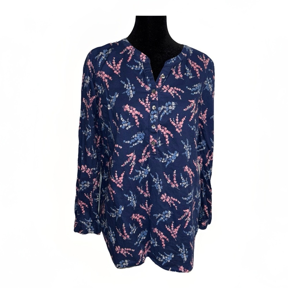Talbots Women's Top Size LP Floral Peasant Boho Long Sleeve Blouse
